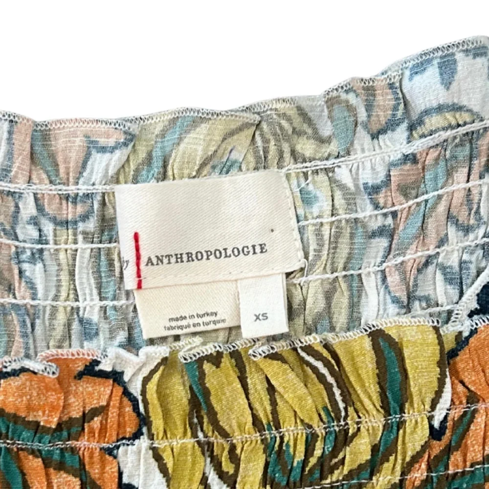 Anthropologie Rayna Smocked Floral Print Puff Sleeve Blouse | Size XS | NWOT